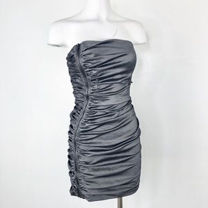 Ruched CK SIde Zipper Metalic Dress